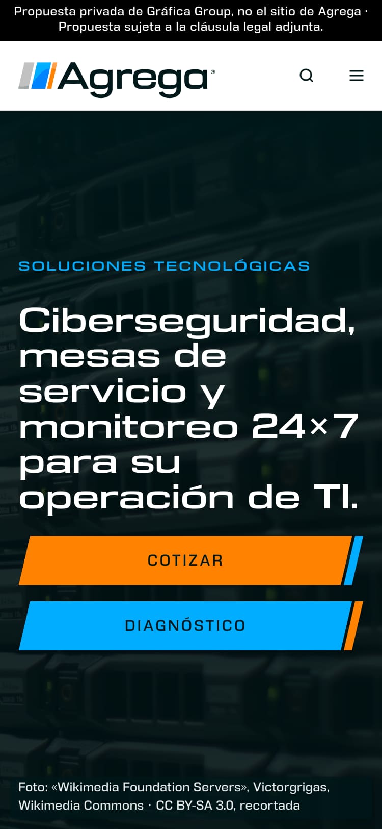 E6 on a phone: a two-line notice at the top, and both buttons set inside the page’s margins.
