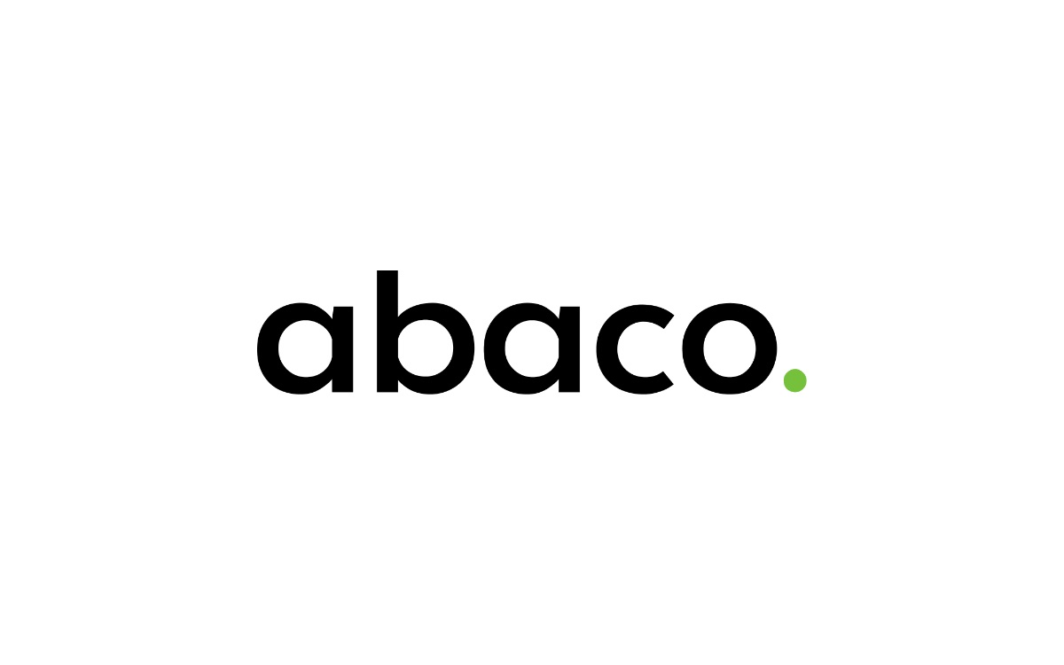 The Abaco logo: the word “abaco” in black lowercase letters with a green full stop, on white.